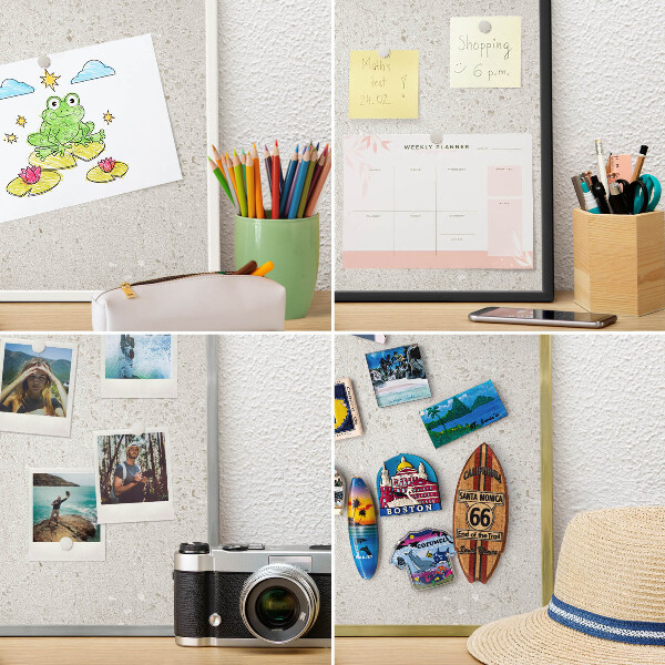 Decoratief metalen magneetbord in een zilveren lijst Subtiele elegantie