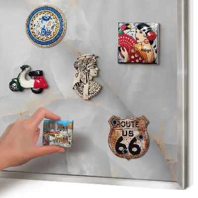 Magneetbord voor souvenir magneten met zilveren lijst Grijze aderen