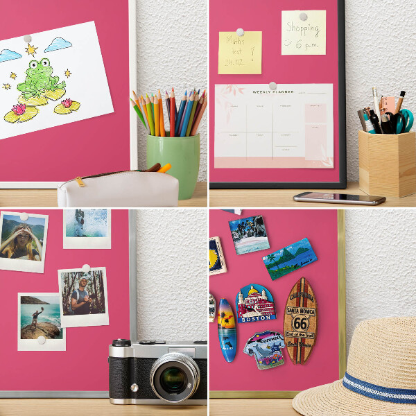Magneetbord voor souvenir magneten met zilveren lijst Energie roze