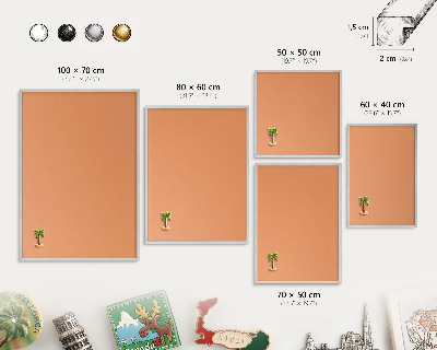 Magneetbord voor souvenir magneten met zilveren lijst Pastel oranje