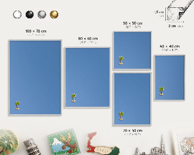 Decoratief metalen magneetbord in een zilveren lijst Blauwe kleur