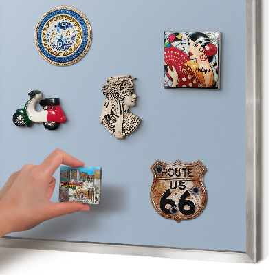 Magneetbord voor souvenir magneten met zilveren lijst Pastelblauw