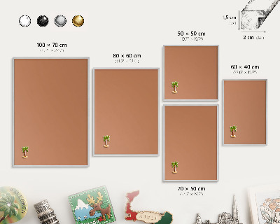 Decoratief metalen magneetbord in een zilveren lijst Doffe oranje