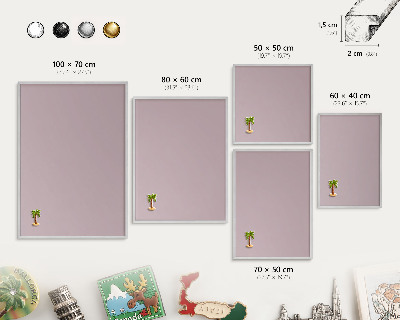 Magneetbord voor souvenir magneten met zilveren lijst Pastel lila