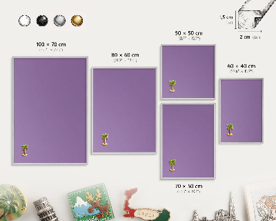 Magneetbord voor souvenir magneten met zilveren lijst Violet