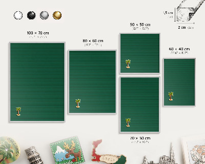 Magneetbord voor souvenir magneten met zilveren lijst Groene strepen