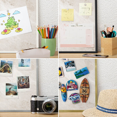 Decoratief metalen magneetbord in een zilveren lijst Romige elegantie