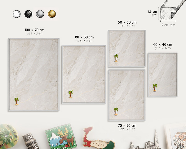 Decoratief metalen magneetbord in een zilveren lijst Romige elegantie