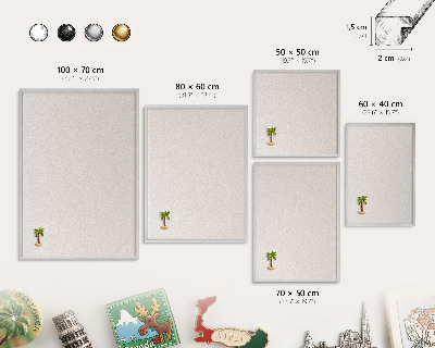 Magneetbord voor souvenir magneten met zilveren lijst Romige textuur