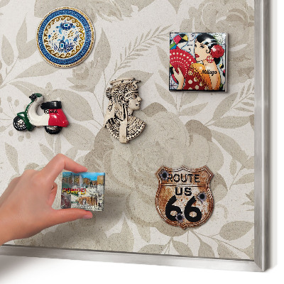 Decoratief metalen magneetbord in een zilveren lijst Vintage bloemen