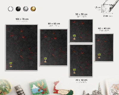 Magneetbord voor souvenir magneten met zilveren lijst Vulkanische lava