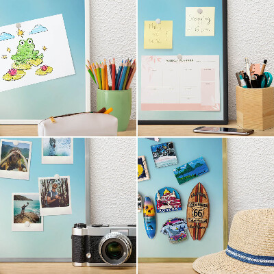 Decoratief metalen magneetbord in een zilveren lijst Blauwe lucht