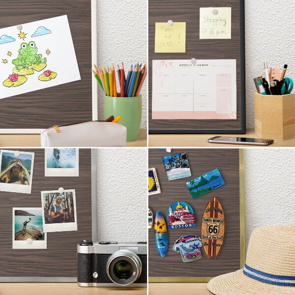 Decoratief metalen magneetbord in een zilveren lijst Natuurlijk hout