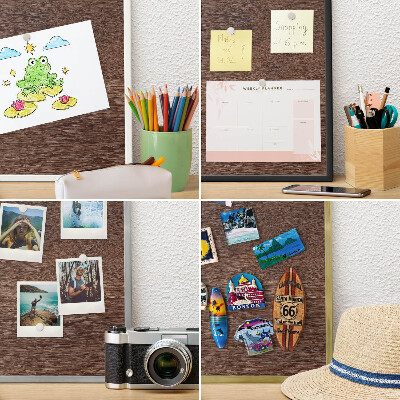 Magneetbord voor souvenir magneten met zilveren lijst Bruin hout