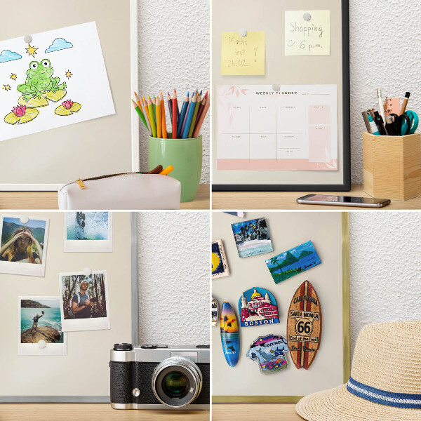 Decoratief metalen magneetbord in een zilveren lijst Misttoon