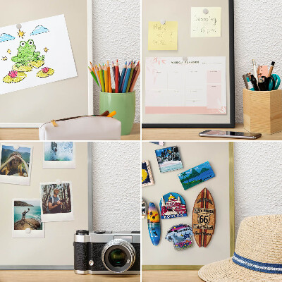 Decoratief metalen magneetbord in een zilveren lijst Misttoon