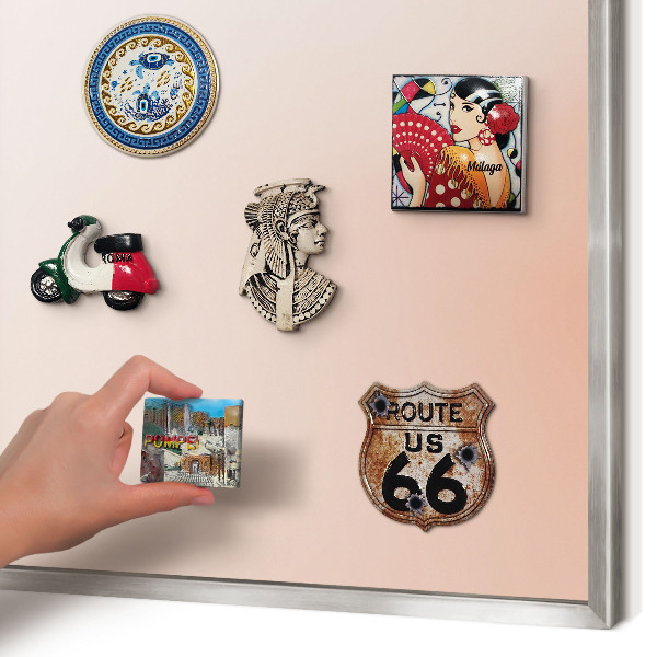 Magneetbord voor souvenir magneten met zilveren lijst Pastel Charm