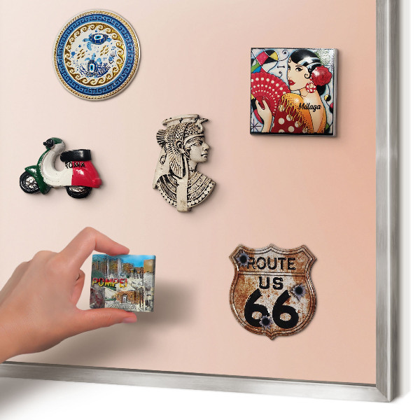 Magneetbord voor souvenir magneten met zilveren lijst Pastel Charm