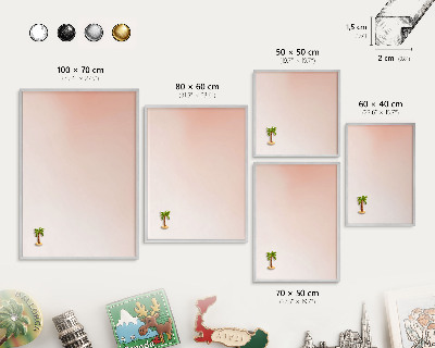 Magneetbord voor souvenir magneten met zilveren lijst Pastel Charm