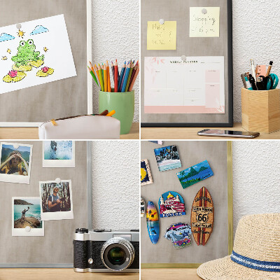Magneetbord voor souvenir magneten met zilveren lijst Beige rustig