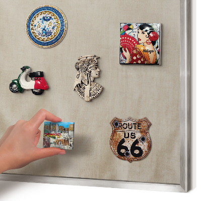 Magneetbord voor souvenir magneten met zilveren lijst Beige rustig