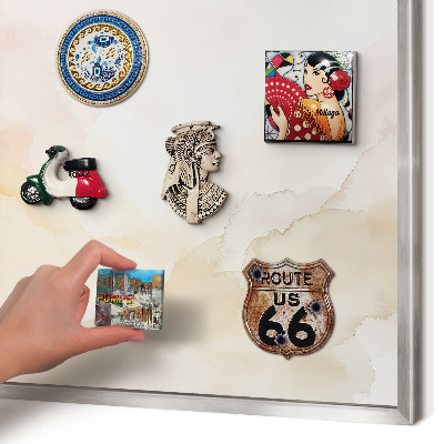 Magneetbord voor souvenir magneten met zilveren lijst Pastel vrede
