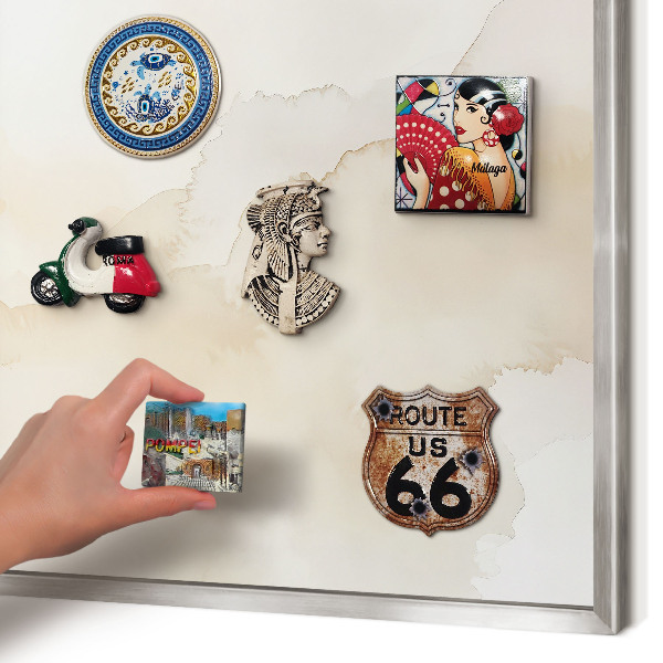Magneetbord voor souvenir magneten met zilveren lijst Pastel vrede