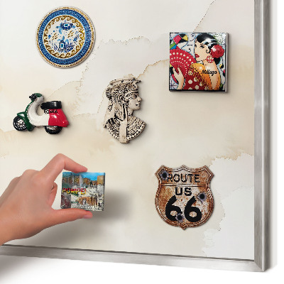 Magneetbord voor souvenir magneten met zilveren lijst Pastel vrede