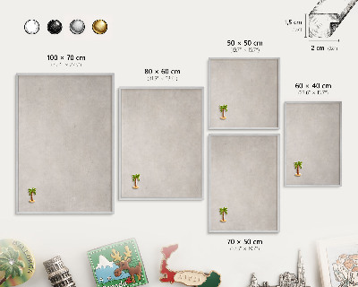 Decoratief metalen magneetbord in een zilveren lijst Grijze elegantie