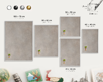 Decoratief metalen magneetbord in een zilveren lijst Neutrale elegantie
