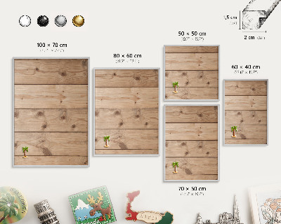 Decoratief metalen magneetbord in een zilveren lijst Houtstructuur