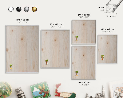 Decoratief metalen magneetbord in een zilveren lijst Houten patroon