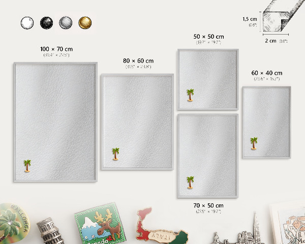 Decoratief metalen magneetbord in een zilveren lijst Elegante textuur
