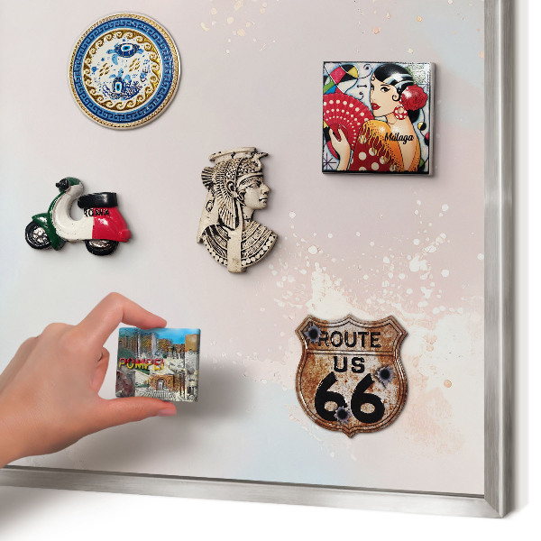 Magneetbord voor souvenir magneten met zilveren lijst Pastel harmonie