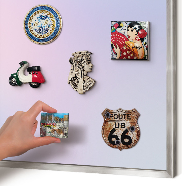 Magneetbord voor souvenir magneten met zilveren lijst Pastelkleurige overgang