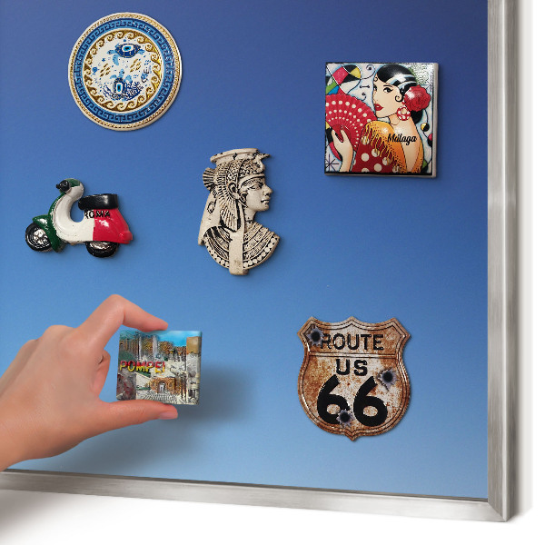Decoratief metalen magneetbord in een zilveren lijst Blauwe kleurovergangen
