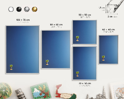Decoratief metalen magneetbord in een zilveren lijst Blauwe kleurovergangen