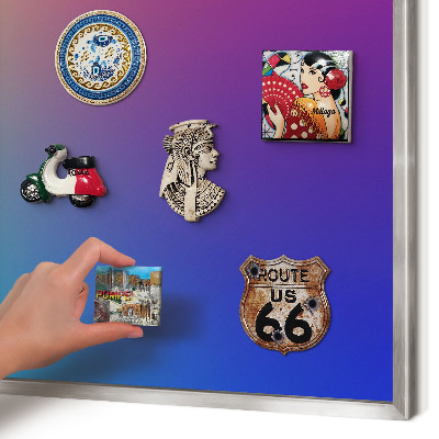 Magneetbord voor souvenir magneten met zilveren lijst Regenbooggradient