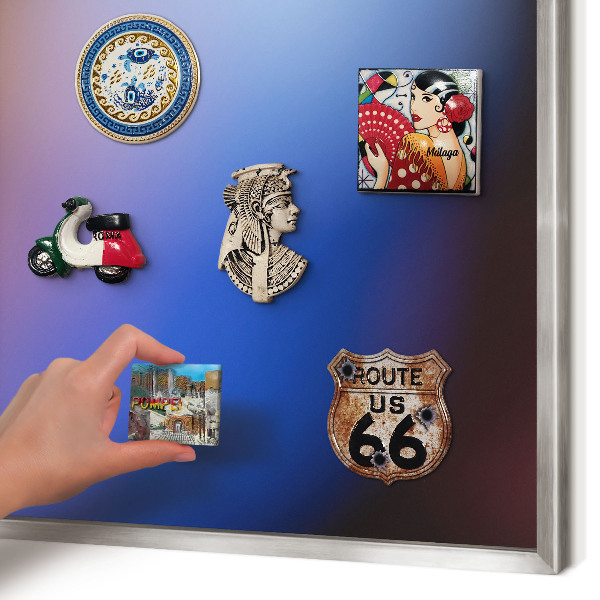 Magneetbord voor souvenir magneten met zilveren lijst Kleuren van Balans