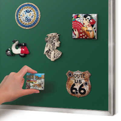 Decoratief metalen magneetbord in een zilveren lijst Flesgroen
