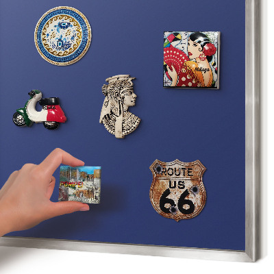 Magneetbord voor souvenir magneten met zilveren lijst Levendig marineblauw