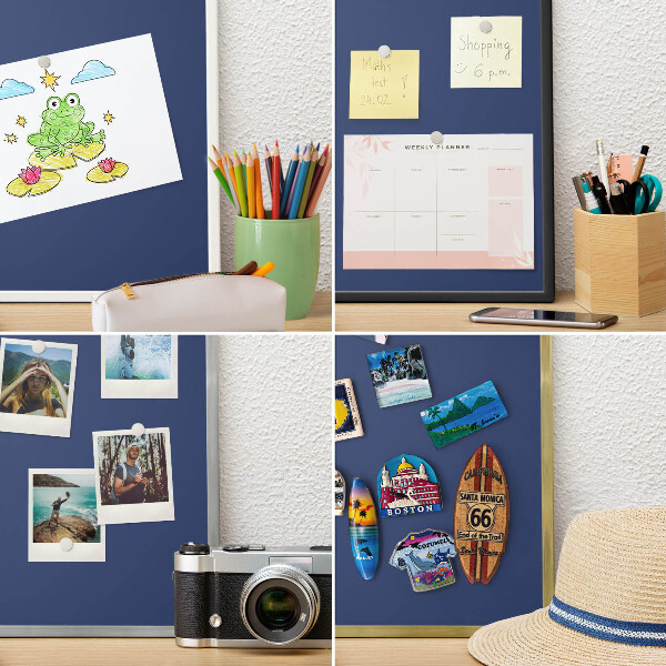 Magneetbord voor souvenir magneten met zilveren lijst Levendig marineblauw