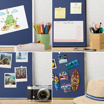 Magneetbord voor souvenir magneten met zilveren lijst Levendig marineblauw