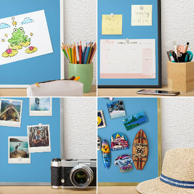 Magneetbord voor souvenir magneten met zilveren lijst Blauw water