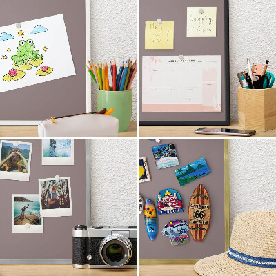 Magneetbord voor souvenir magneten met zilveren lijst Asbruin