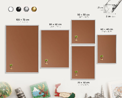 Decoratief metalen magneetbord in een zilveren lijst Donkeroranje