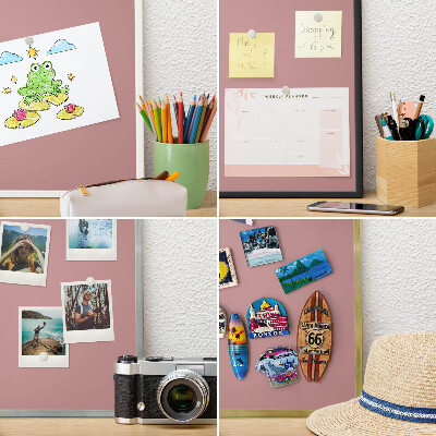 Magneetbord voor souvenir magneten met zilveren lijst Pastelroze