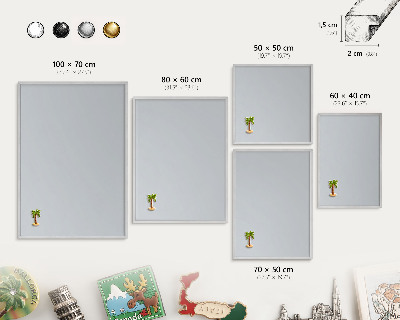 Decoratief metalen magneetbord in een zilveren lijst Lichtgrijs