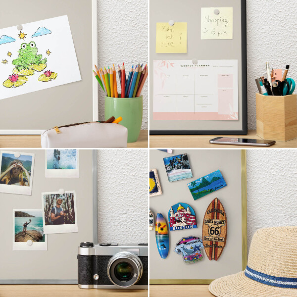 Decoratief metalen magneetbord in een zilveren lijst Warme steen