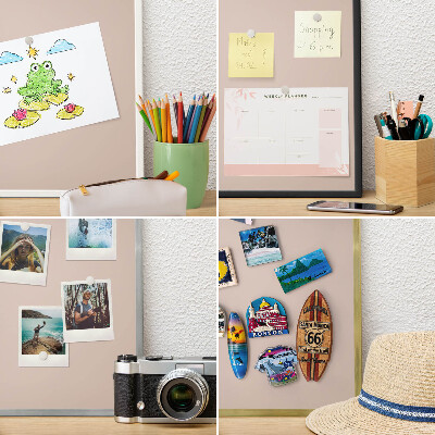 Magneetbord voor souvenir magneten met zilveren lijst Beige roze